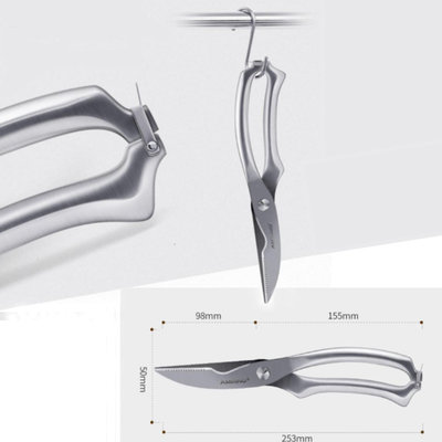 Decopatent Professionele RVS Keukenschaar voor Kip / Vlees / Gevogelte / Vis / Kruiden / Paddenstoelen  - Multifunctionele Keuken Schaar - Linkshandig en Rechtshandig - Ophang baar - Gevogelteschaar - Vleesschaar - Kruidenschaar - Wildschaar - Decopatent®