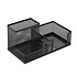 Decopatent Pennenbak met 3 vakken voor pennen, potloden, notitieblok / post it en paperclips etc  - Mesh bureau organizer - pennenbakje van metaal / gaas - pennenhouder - bureau organizer Kleur: Zwart – Decopatent®
