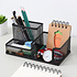 Decopatent Pennenbak met 3 vakken voor pennen, potloden, notitieblok / post it en paperclips etc  - Mesh bureau organizer - pennenbakje van metaal / gaas - pennenhouder - bureau organizer Kleur: Zwart – Decopatent®