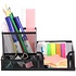 Decopatent Pennenbak met 3 vakken voor pennen, potloden, notitieblok / post it en paperclips etc  - Mesh bureau organizer - pennenbakje van metaal / gaas - pennenhouder - bureau organizer Kleur: Zwart – Decopatent®