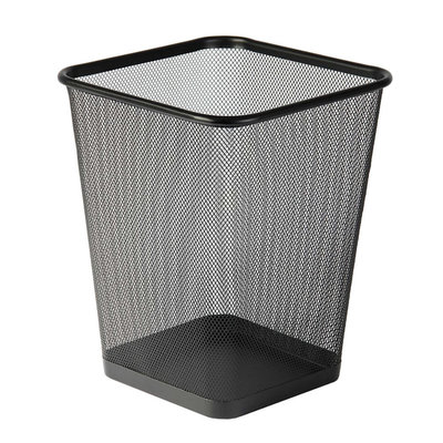Decopatent Design Vierkante Prullenbak van metaal voor Kantoor of thuis - Mesh Prullenbak - papierbak vierkant - gaas mand - prullenmand vierkant - prullenbak voor onder bureau - Kleur: Zwart – Decopatent®