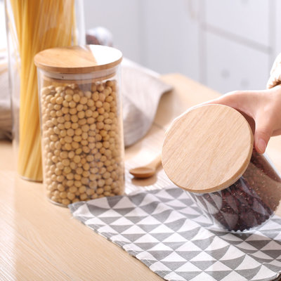 Decopatent 4-Delige Voorraadpotten SET van glas Met Deksel - Verschillende maten Luchtdichte glazen Voorraadpotten met Bamboe deksel - Voorraad potten Stapelbaar - Voorraadbussen Set van 4 Stuks - Voorraadblik of snoeppot of suikerpot - Glazen pot - Decopatent®