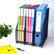 Decopatent Brievenhouder / Documentenhouder met 3 vakken- Tijdschriftencassette metaal - tijdschriftenhouder - Mesh bureau organizer - sorteerbak - tijdschrifthouder - Kleur: Zwart – Decopatent®