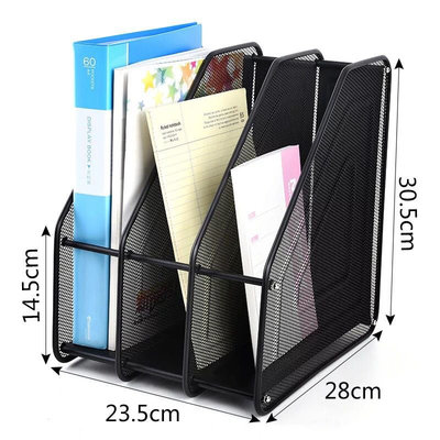 Decopatent Brievenhouder / Documentenhouder met 3 vakken- Tijdschriftencassette metaal - tijdschriftenhouder - Mesh bureau organizer - sorteerbak - tijdschrifthouder - Kleur: Zwart – Decopatent®