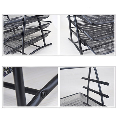 Decopatent Brievenbak met 3 vakken - postbakje van metaal voor documenten met 3 uitschuifbare lagen - sorteerrek - brievenbakjes - Documentenhouder - Kleur: Zwart – Decopatent®