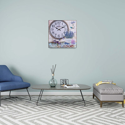 Decopatent Canvas Schilderij Wandklok LAVENDEL FLOWERS & GARDEN 38 Cm met Klok - Wand Klok Landelijk / Brocante - Canvasklok - Canvas Wandklokken met Klok - Keukenklok - Muurklok Wand Klok - Afm. 38 x 38 Cm - Decopatent®