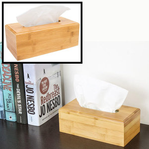 Decopatent Bamboe Tissue box - Tissuehouder voor tissues - Rechthoekige Tissuedoos - Tissuebox voor in Wc, Badkamer of Keuken - Houten Zakdoekendoos - Zakdoekjes houder van hout - Tafel model- Decopatent®