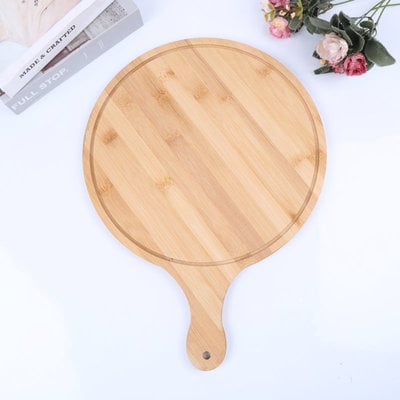 Decopatent Bamboe Pizzaschep voor Pizza's Ø30 Cm - Pizzaplank met handvat - Pizzaborden - Oven - Bbq - Serveerplank