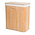 Decopatent Grote Bamboe Wasmand 2 vakken met Deksel & stoffen Waszak - Bamboe wasbox wassorteerder - Inhoud wasmand 110 liter - Wasmand voor wasgoed - Wasmanden Opvouwbaar - Dubbele Wasmand met deksel - Kleur: Naturel - Decopatent®