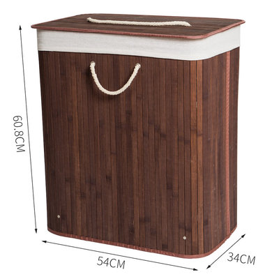 Decopatent Grote Bamboe Wasmand 2 vakken met Deksel & stoffen Waszak - Bamboe wasbox wassorteerder - Inhoud wasmand 110 liter - Wasmand voor wasgoed - Wasmanden Opvouwbaar - Dubbele Wasmand met deksel - Kleur: Bruin - Decopatent®