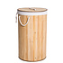 Decopatent Grote Ronde Bamboe Wasmand 1 vak met Deksel & stoffen Waszak - Bamboe wasbox wassorteerder Rond - Inhoud wasmand 80 liter - Wasmand voor wasgoed - Wasmanden Opvouwbaar - Wasmand met deksel - Kleur: Naturel - Decopatent®