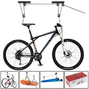 Decopatent Fietslift plafond - Dubbele Fietslift Ophangsysteem met Katrol - Met 2 Ophang Haken - fietsophangsysteem garage - Fiets liftophangsysteem - Plafond Fiets / Bike Lift - Fiets ophangen aan Plafond - Fietstakel Universeel - Decopatent®