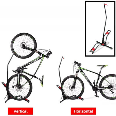 Decopatent PRO Fietsenrek om je Fiets Verticaal of Horizontaal in te stallen - Fiets standaard display - Universeel Fietsenrek - Fietsenstalling - Fietsrek voor 1 Fiets - Voor Racefiets MTB Mountainbike Elektrische fietsen- Decopatent®