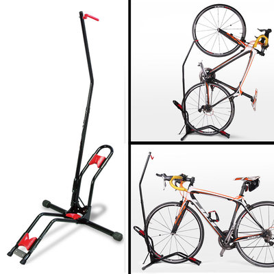 Decopatent PRO Fietsenrek om je Fiets Verticaal of Horizontaal in te stallen - Fiets standaard display - Universeel Fietsenrek - Fietsenstalling - Fietsrek voor 1 Fiets - Voor Racefiets MTB Mountainbike Elektrische fietsen- Decopatent®