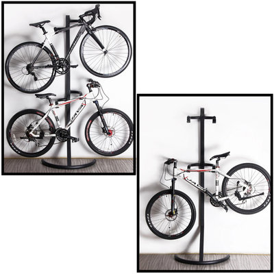 Decopatent Sterk Staand Fietsenrek om 2 fietsen op te hangen - Eenvoudig Compact Ophangen van 2 fietsen boven elkaar - Fiets ophangsysteem - Fiets Display Standaard Rek - Voor Racefiets MTB Mountainbike Electrische fietsen - Hoogte: 220 Cm. - Decopatent®