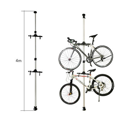 Decopatent Plafond Fiets ophangsysteem voor 2 Fietsen - Staand fietsenrek voor stalling van 2 fietsen - Fietsenhouder met Telescoopstang - Fietsrek - Fietssteun - Fietsstaander houder - Fiets stang standaard - Ophang systeem - Decopatent®