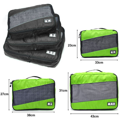 Decopatent Packing Cubes 3 Delige reis Set - Koffer organizer - Handbagage inpak Organizers voor Kleding - Ondergoed - Schoenen – Compression Cubes opberg tassen - kofferorganiser - Kleur ZWART - Decopatent®