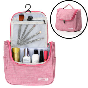 Decopatent Ophangbare Toilettas met Haak - Reis Toilet tas - Travel bag Organizer voor Vakantie / Kamperen & Reizen – Hangende Make up tas - Cosmetica Etui Tasje - Reistas Mannen en Vrouwen – Kleur ROSE - Decopatent®