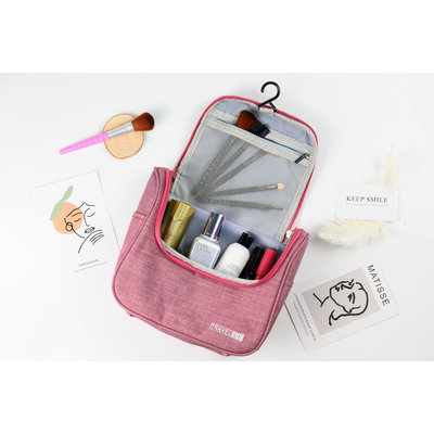 Decopatent Ophangbare Toilettas met Haak - Reis Toilet tas - Travel bag Organizer voor Vakantie / Kamperen & Reizen – Hangende Make up tas - Cosmetica Etui Tasje - Reistas Mannen en Vrouwen – Kleur ROSE - Decopatent®