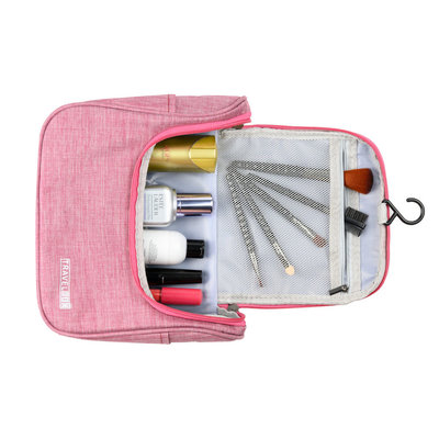 Decopatent Ophangbare Toilettas met Haak - Reis Toilet tas - Travel bag Organizer voor Vakantie / Kamperen & Reizen – Hangende Make up tas - Cosmetica Etui Tasje - Reistas Mannen en Vrouwen – Kleur ROSE - Decopatent®