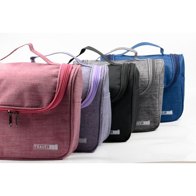 Decopatent Ophangbare Toilettas met Haak - Reis Toilet tas - Travel bag Organizer voor Vakantie / Kamperen & Reizen – Hangende Make up tas - Cosmetica Etui Tasje - Reistas Mannen en Vrouwen – Kleur GRIJS - Decopatent®