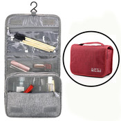 Decopatent Ophangbare Toilettas met Haak - Reis Toilet tas - Travel bag Organizer voor Vakantie / Kamperen & Reizen – Hangende Make up tas - Cosmetica Etui Tasje - Reistas Mannen en Vrouwen – Kleur ROOD - Decopatent®