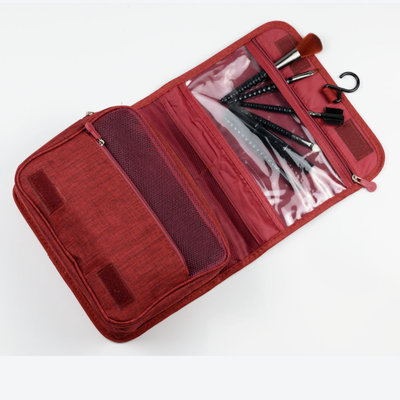 Decopatent Ophangbare Toilettas met Haak - Reis Toilet tas - Travel bag Organizer voor Vakantie / Kamperen & Reizen – Hangende Make up tas - Cosmetica Etui Tasje - Reistas Mannen en Vrouwen – Kleur ROOD - Decopatent®