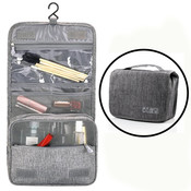 Decopatent Ophangbare Toilettas met Haak - Reis Toilet tas - Travel bag Organizer voor Vakantie / Kamperen & Reizen – Hangende Make up tas - Cosmetica Etui Tasje - Reistas Mannen en Vrouwen – Kleur GRIJS - Decopatent®