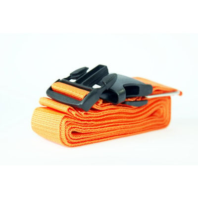 Decopatent Universele stevige Kofferriem voor uw Koffer met naam label - Bagageriem - Kofferband - Kofferspanband - Luggage Belt koffer riem - Luggage Strap voor Koffers / Handbagage / Briefkoffers - Lengte verstelbaar tot 430 cm - Kleur Oranje - Decopatent®