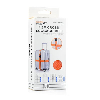 Decopatent Universele stevige Kofferriem voor uw Koffer met naam label - Bagageriem - Kofferband - Kofferspanband - Luggage Belt koffer riem - Luggage Strap voor Koffers / Handbagage / Briefkoffers - Lengte verstelbaar tot 430 cm - Kleur Oranje - Decopatent®