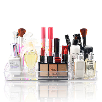 Decopatent Make up Organizer met 20 Vakken – Make-up Organizer Transparant - Sieraden Makeup Cosmetica Opbergsysteem - Display Houder voor Lippenstift / Nagellak / Brushes / Visagie - Make up kwasten / Sieraden etc. - Decopatent®