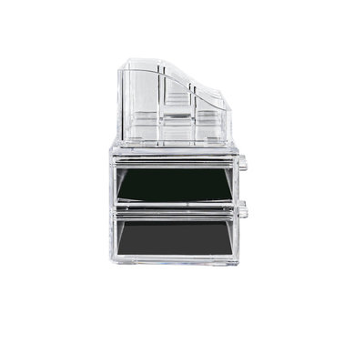 Decopatent Make up Organizer met 9 Vakken & 2 Schuif Laden – Make-up Organizer Transparant - Sieraden Makeup Cosmetica Opbergsysteem - Display Houder voor Lippenstift / Nagellak / Brushes / Visagie - Make up kwasten / Sieraden etc. - Decopatent®