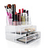 Decopatent Make up Organizer met 8 Vakken & 2 Schuif Laden – Make-up Organizer Transparant - Sieraden Makeup Cosmetica Opbergsysteem - Display Houder voor Lippenstift / Nagellak / Brushes / Visagie - Make up kwasten / Sieraden etc. - Decopatent®