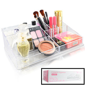 Decopatent XXL Make up Organizer met 9 Vakken – Make-up Organizer Transparant - Sieraden Makeup Cosmetica Opbergsysteem - Display Houder voor Lippenstift / Nagellak / Brushes / Visagie - Make up kwasten / Sieraden etc. - Decopatent®