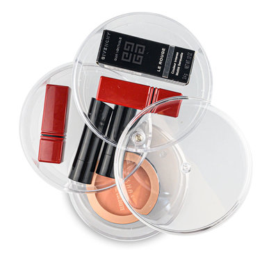 Decopatent RONDE Make up Organizer met 3 Vakken – Make-up Organizer Transparant - Sieraden Makeup Cosmetica Opbergsysteem - Display Houder voor Lippenstift / Nagellak / Visagie - Make up / Sieraden etc. - Decopatent®