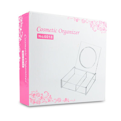 Decopatent Make up Organizer met 2 grote Vakken & Makeup Spiegel – Make-up Spiegel Organizer Transparant - Sieraden Makeup Cosmetica Opbergsysteem - Display Houder voor Lippenstift / Nagellak / Brushes / Visagie - Make up kwasten / Sieraden etc. - Decopatent®