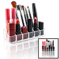 Decopatent Make up Organizer met 12 Vakken – Make-up Organizer Transparant - Sieraden Makeup Cosmetica Opbergsysteem - Display Houder voor Lippenstift / Nagellak / Brushes / Visagie - Make up kwasten / Sieraden etc. - Decopatent®