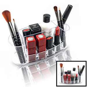 Decopatent Make up Organizer met 8 Vakken – Make-up Organizer Transparant - Sieraden Makeup Cosmetica Opbergsysteem - Display Houder voor Lippenstift / Nagellak / Brushes / Visagie - Make up kwasten / Sieraden etc. - Decopatent®