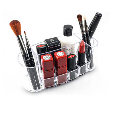 Decopatent Make up Organizer met 8 Vakken – Make-up Organizer Transparant - Sieraden Makeup Cosmetica Opbergsysteem - Display Houder voor Lippenstift / Nagellak / Brushes / Visagie - Make up kwasten / Sieraden etc. - Decopatent®