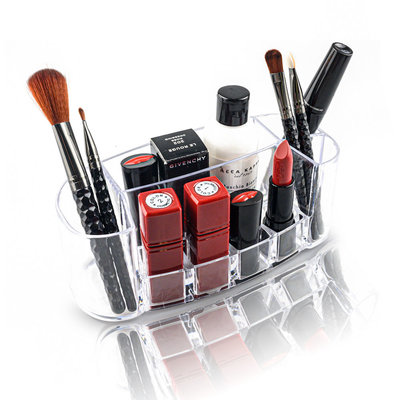 Decopatent Make up Organizer met 8 Vakken – Make-up Organizer Transparant - Sieraden Makeup Cosmetica Opbergsysteem - Display Houder voor Lippenstift / Nagellak / Brushes / Visagie - Make up kwasten / Sieraden etc. - Decopatent®