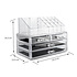 Decopatent XL Make up Organizer met 16 Vakken & 4 Schuif Laden – Make-up Organizer Transparant - Sieraden Makeup Cosmetica Opbergsysteem - Display Houder voor Lippenstift / Nagellak / Brushes / Visagie - Make up kwasten / Sieraden etc. - Decopatent®