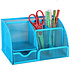 Decopatent Pennenbak met 6 vakken en 1 schuiflade voor pennen, potloden, notitieblok / post it en paperclips etc  - Mesh bureau organizer - pennenbakje van metaal / gaas - pennenhouder - bureau organizer Kleur: Blauw – Decopatent®