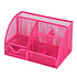 Decopatent Pennenbak met 6 vakken en 1 schuiflade voor pennen, potloden, notitieblok / post it en paperclips etc  - Mesh bureau organizer - pennenbakje van metaal / gaas - pennenhouder - bureau organizer Kleur: Roze – Decopatent®