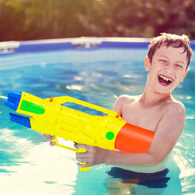 Decopatent XL Waterpistool - Super soaker waterpistool voor jongens - Jumbo waterkanon - Dubbel Shots supersoaker water pistool voor kinderen - Waterspeelgoed Watergeweer - Water gun met groot water reservoir - Afm 63.5x10x26 Cm - 1.8 Liter - ROOD - Decopatent®