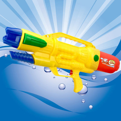 Decopatent XL Waterpistool - Super soaker waterpistool voor jongens - Jumbo waterkanon - Dubbel Shots supersoaker water pistool voor kinderen - Waterspeelgoed Watergeweer - Water gun met groot water reservoir - Afm 63.5x10x26 Cm - 1.8 Liter - GEEL - Decopatent®