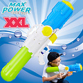 Decopatent XXL Waterpistool - Super soaker waterpistool voor jongens - Jumbo waterkanon - Dubbel Shots supersoaker water pistool voor kinderen - Waterspeelgoed Watergeweer - Water gun met groot water reservoir - Afm 80x15x27 Cm - 3.2 Liter GROEN/BLAUW - Decopatent®