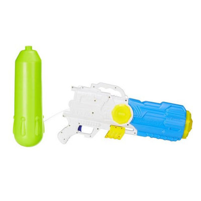 Decopatent XXL Waterpistool - Super soaker waterpistool voor jongens - Jumbo waterkanon - Dubbel Shots supersoaker water pistool voor kinderen - Waterspeelgoed Watergeweer - Water gun met groot water reservoir - Afm 80x15x27 Cm - 3.2 Liter GROEN/BLAUW - Decopatent®