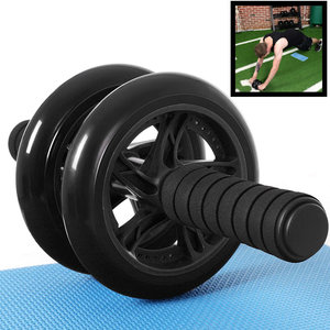 Decopatent AB Roller Zwart - Trainingswiel voor buikspieren – Buikspiertrainer / buikspierwiel / buikspier roller / Ab Wheel - Luxe uitvoering met Mat, foam handvatten en stabiel buikspier wiel om buikspieren te trainen - Decopatent®