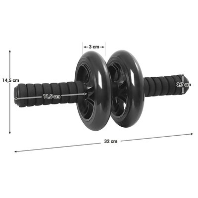 Decopatent AB Roller Zwart - Trainingswiel voor buikspieren – Buikspiertrainer / buikspierwiel / buikspier roller / Ab Wheel - Luxe uitvoering met Mat, foam handvatten en stabiel buikspier wiel om buikspieren te trainen - Decopatent®