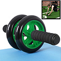 Decopatent AB Roller Groen - Trainingswiel voor buikspieren – Buikspiertrainer / buikspierwiel / buikspier roller / Ab Wheel - Luxe uitvoering met Mat, foam handvatten en stabiel buikspier wiel om buikspieren te trainen - Decopatent®